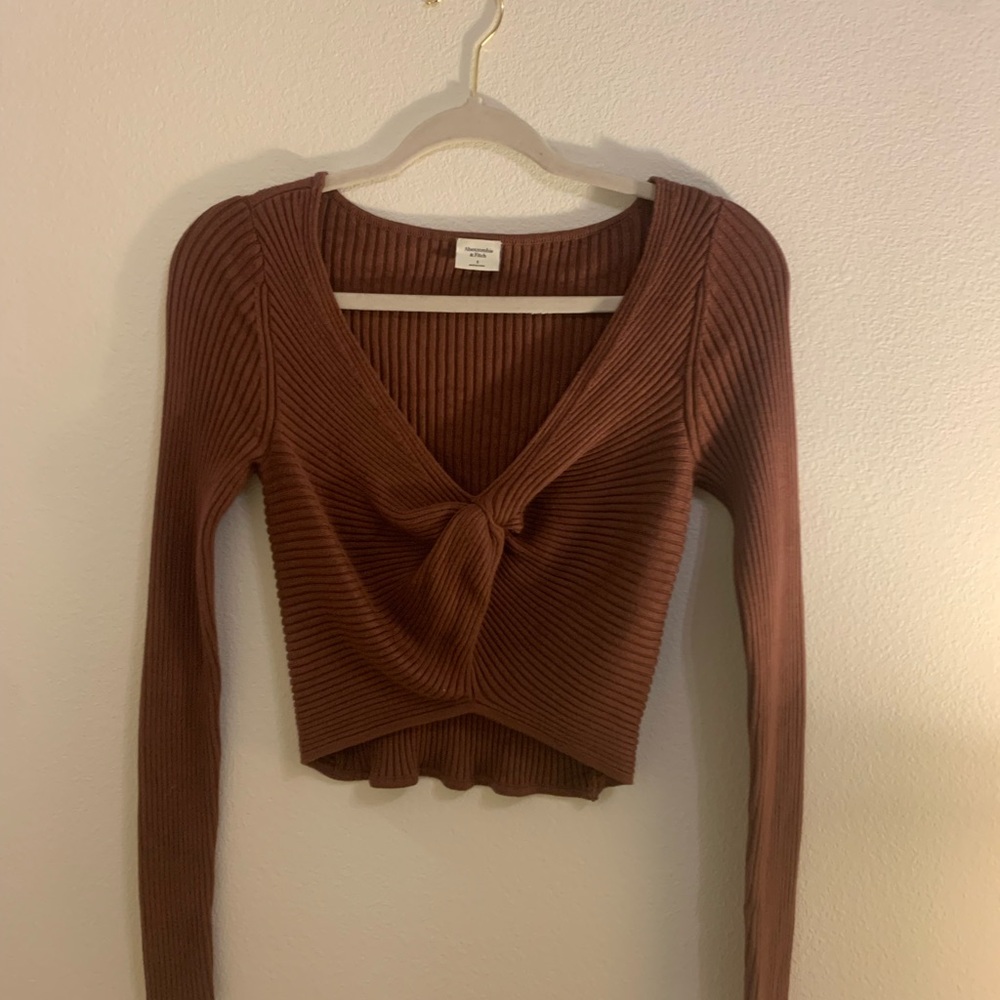 Abercrombie & Fitch Brown Ribbed Crop Top
